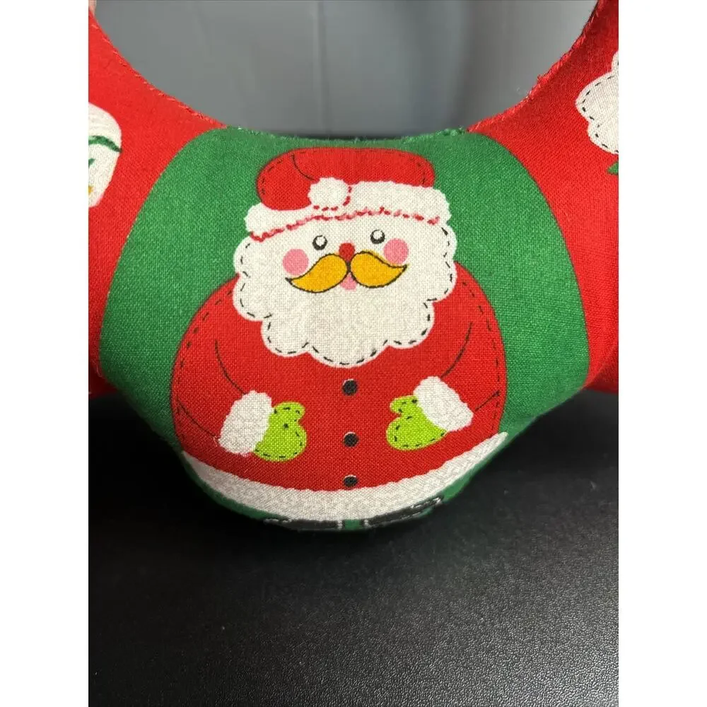 Vintage Cloth Christmas Wreath Stuffed Holiday Fabric Hand-Stitched CUT & SEW